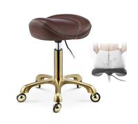 FXLUHAY Sgabello a sella marrone nero, sedia professionale for salone medico, sedia girevole da ufficio for dentista, parrucchiere, estetista(Brown)