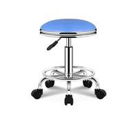 FXLUHAY Sgabello a sella, regolabile con 5 ruote | Sedia idraulica con cuscino in pelle senza schienale for spa, salone, studio medico, tatuaggi, casa(B Wheel Blue)