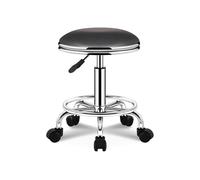 FXLUHAY Sgabello a sella, regolabile con 5 ruote | Sedia idraulica con cuscino in pelle senza schienale for spa, salone, studio medico, tatuaggi, casa(B Wheel Black)