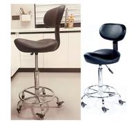 FXLUHAY Sgabello a sella, sedia con schienale, poggiapiedi alto girevole for salone di bellezza, migliora la postura e il comfort, ciglia rotanti(Black)