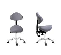 FXLUHAY Sgabello a sella, sedia ergonomica in pelle con gambe in metallo e supporto for la schiena, for casa, ufficio, tatuaggi, ospedale, bar elegante(Dark Gray)