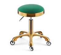 FXLUHAY Sgabello a sella, sgabello girevole beige argento, sedia for salone di bellezza, cuscino in pelle for assistenza medica, sedia for manicure, massaggio, ufficio spa, tatuaggio(Green,Gold)