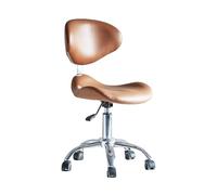 FXLUHAY Sgabello a sella su ruote con schienale, sedia sgabello medica resistente, sedia a sella idraulica da 45~57 cm for tatuaggi dentali(Brown)