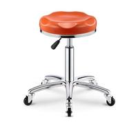 FXLUHAY Sgabello con rotelle regolabile idraulicamente con ruote piroettanti e cuscino in pelle PU for uso professionale e domestico(Orange)