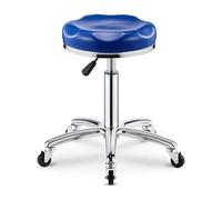 FXLUHAY Sgabello con rotelle regolabile idraulicamente con ruote piroettanti e cuscino in pelle PU for uso professionale e domestico(Blue)