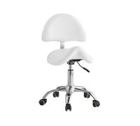 FXLUHAY Sgabello con sedia a sella e pedale con supporto for la schiena, altezza regolabile, capacità di carico 220 libbre for ufficio, salone, negozio(White)