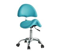 FXLUHAY Sgabello con sedia a sella e pedale con supporto for la schiena, altezza regolabile, capacità di carico 220 libbre for ufficio, salone, negozio(Blue)