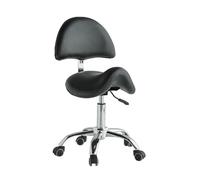 FXLUHAY Sgabello con sedia a sella e pedale con supporto for la schiena, altezza regolabile, capacità di carico 220 libbre for ufficio, salone, negozio(Black)