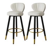 FXLUHAY Sgabello da bar girevole moderno da bancone Sgabello da bar imbottito con schienale Sgabello girevole for isole da cucina, bar, sala da pranzo(White,74cm sitting height)