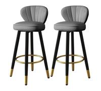 FXLUHAY Sgabello da bar girevole moderno da bancone Sgabello da bar imbottito con schienale Sgabello girevole for isole da cucina, bar, sala da pranzo(Grey,64cm sitting height)