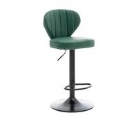 FXLUHAY Sgabello da bar regolabile in altezza, con base nera cotta, sgabelli da bar moderni girevoli con schienale, for cucina, bar, cena, pub(Dark Green)