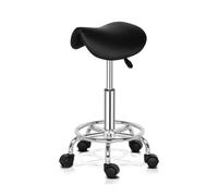FXLUHAY Sgabello da salone regolabile con meccanismo idraulico a gas, ruote girevoli ergonomiche, for parrucchiere, manicure, tatuaggi, SPA, estetica, bar, studio(Black)