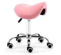 FXLUHAY Sgabello da sella con rotolamento idraulico, sedile girevole moderno su ruote, comoda sedia for l'equilibrio della bellezza(Pink)