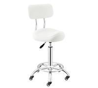 FXLUHAY Sgabello da sella ergonomico - Altezza regolabile, sgabello girevole con schienale for adulti e bambini(White)