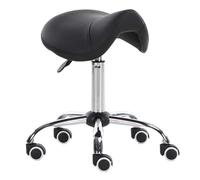 FXLUHAY Sgabello da sella ergonomico regolabile con ruote Sedia idraulica for trattamenti di bellezza for stilisti di saloni Sedile da ufficio professionale con design anti-gobba(Black)