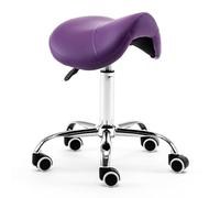FXLUHAY Sgabello da sella ergonomico regolabile con ruote Sedia idraulica for trattamenti di bellezza for stilisti di saloni Sedile da ufficio professionale con design anti-gobba(Purple)