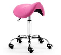 FXLUHAY Sgabello da sella ergonomico regolabile con ruote Sedia idraulica for trattamenti di bellezza for stilisti di saloni Sedile da ufficio professionale con design anti-gobba(Dark Pink)