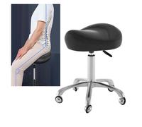 FXLUHAY Sgabello da sella for dentista con ruote, sedia girevole regolabile for uso clinico e in studio, comodo sistema idraulico(Black)