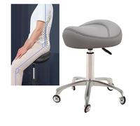 FXLUHAY Sgabello da sella for dentista con ruote, sedia girevole regolabile for uso clinico e in studio, comodo sistema idraulico(Light Gray)