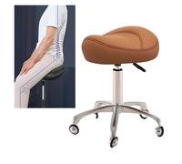 FXLUHAY Sgabello da sella for dentista con ruote, sedia girevole regolabile for uso clinico e in studio, comodo sistema idraulico(Brown)