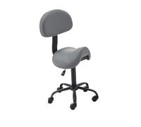 FXLUHAY Sgabello da sella for impieghi gravosi con ruote e schienale, sedia girevole for laboratorio, ufficio, cucina, negozio, salone di disegno, tatuaggi, ufficio, bellezza(Grey)