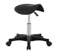 FXLUHAY Sgabello da sella regolabile, girevole, con ruote, sedia da salone for parrucchiere, massaggi, tatuaggi, barbiere, odontoiatria, ufficio, sollevamento idraulico a gas(Black)