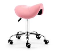FXLUHAY Sgabello di bellezza rotondo sollevabile, sgabello idraulico su ruote, sedia girevole moderna per salone di bellezza, massaggio spa, comoda sedia di bellezza per una schiena sana (rosa)