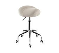 FXLUHAY Sgabello ergonomico con altezza regolabile, sedia girevole a 360° for cliniche di massaggi, bar, centri benessere e saloni, con ampia e spessa imbottitura del sedile.(Beige)