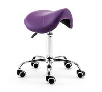FXLUHAY Sgabello for trattamenti estetici, sgabello professionale a sella, sedile idraulico a sella con ruote, sedia da ufficio anti-gobba for parrucchiere Las,(Purple)
