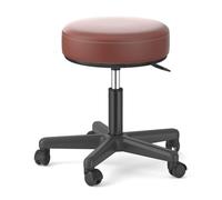 FXLUHAY Sgabello girevole in pelle for impieghi gravosi con ruote, altezza sedia da ufficio for camera da letto, negozio, bancone, salone, toeletta, spa, massaggi, estetica, scrivania(Brown)