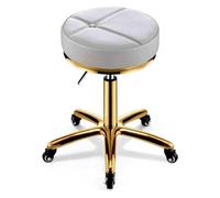 FXLUHAY Sgabello girevole in similpelle con barra girevole e cuscino morbido for salone di bellezza, spa, massaggi, trucco for tatuaggi, bancone con base in metallo resistente(Light Gray)