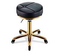 FXLUHAY Sgabello girevole in similpelle con barra girevole e cuscino morbido for salone di bellezza, spa, massaggi, trucco for tatuaggi, bancone con base in metallo resistente(Black)