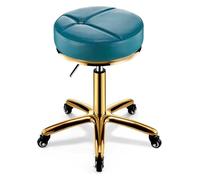 FXLUHAY Sgabello girevole in similpelle con barra girevole e cuscino morbido for salone di bellezza, spa, massaggi, trucco for tatuaggi, bancone con base in metallo resistente(Lightblue)