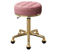 FXLUHAY Sgabello girevole regolabile a 360° con ruote, capacità 380 libbre, sedia for salone di bellezza, sgabello dorato for pedicure e tatuaggi, ideale for spa(Pink)