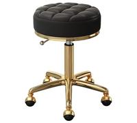 FXLUHAY Sgabello girevole regolabile a 360° con ruote - Sedia da salone spa color oro Capacità di 150 kg Perfetto for servizi di bellezza tatuaggi pedicure ciglia(Black)