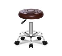FXLUHAY Sgabello girevole regolabile con 5 ruote, senza schienale, cuscino in pelle, sedia idraulica for spa, salone, studio medico, tatuaggio(Brown)
