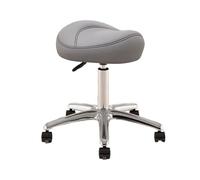 FXLUHAY Sgabello regolabile for ufficio, sedia girevole a 360°, 36-50 cm, for igienisti dentali e artisti, seduta in metallo for salone con ruote in PU, colore beige(Light Gray)