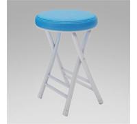 FXLUHAY Sgabello rotondo pieghevole da 50 cm Sedia da bar portatile leggera Sedile da cucina imbottito Peso massimo 150 kg Ideale for uso domestico ed esterno(Blue)