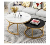 FXLUHAY Tavolini da caffè impilabili, set di 2, moderni tavolini rotondi laterali for soggiorno, con struttura in metallo, tavolo centrale da cocktail for ufficio e casa(B,80cm/31inch)