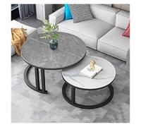 FXLUHAY Tavolino da caffè rotondo in marmo, set di 2 tavolini impilabili for soggiorno e ufficio, eleganti tavolini laterali dal design moderno(D,70CM)