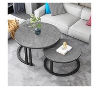 FXLUHAY Tavolino da caffè rotondo in marmo, set di 2 tavolini impilabili for soggiorno e ufficio, eleganti tavolini laterali dal design moderno(C,70CM)