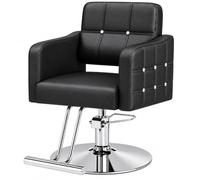 FXNFXLA Poltrona Parrucchiere, Sedia Salon Idraulica in PU Pelle Girevole Matte Black