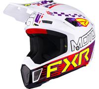 FXR Clutch Race Div, casco da motocross L female Bianco/Lilla/Rosso/Giallo