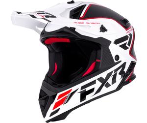 FXR Helium Logo Carbon Casco da motocross, nero-bianco-rosso, taglia 2XL per maschi