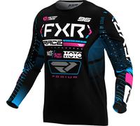 FXR Podium 2025 Maglia da motocross, nero/blu/rosa, Taglia M