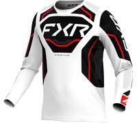 FXR Podium Relay Maglia da motocross, bianco/nero/rosso, Taglia L