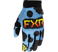 FXR Reflex 2023 Guanti da motocross giovanile, nero-blu-giallo, taglia M