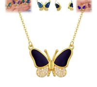 FXRWFSE Collana a Farfalla Che Cambia Colore, Collana con Ciondolo Che Cambia Colore con sensore di Temperatura, Collana Che Cambia Colore dell'umore per Donna (Gold)