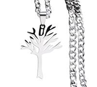 FXRWFSE Collana con Albero Senza Foglie, Collana con Ciondolo con Albero Senza Foglie in Acciaio Inossidabile, Collana con Ciondolo con Albero genealogico, con Scatola Regalo (Silver-A-50cm,One-Size)