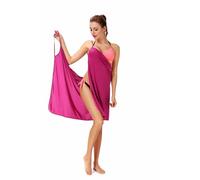 FXTYK Bikini cover up abito da spiaggia sexy spaghetti senza volant abito lungo avvolgente estivo da donna, Colore: rosa., Taglia Unica